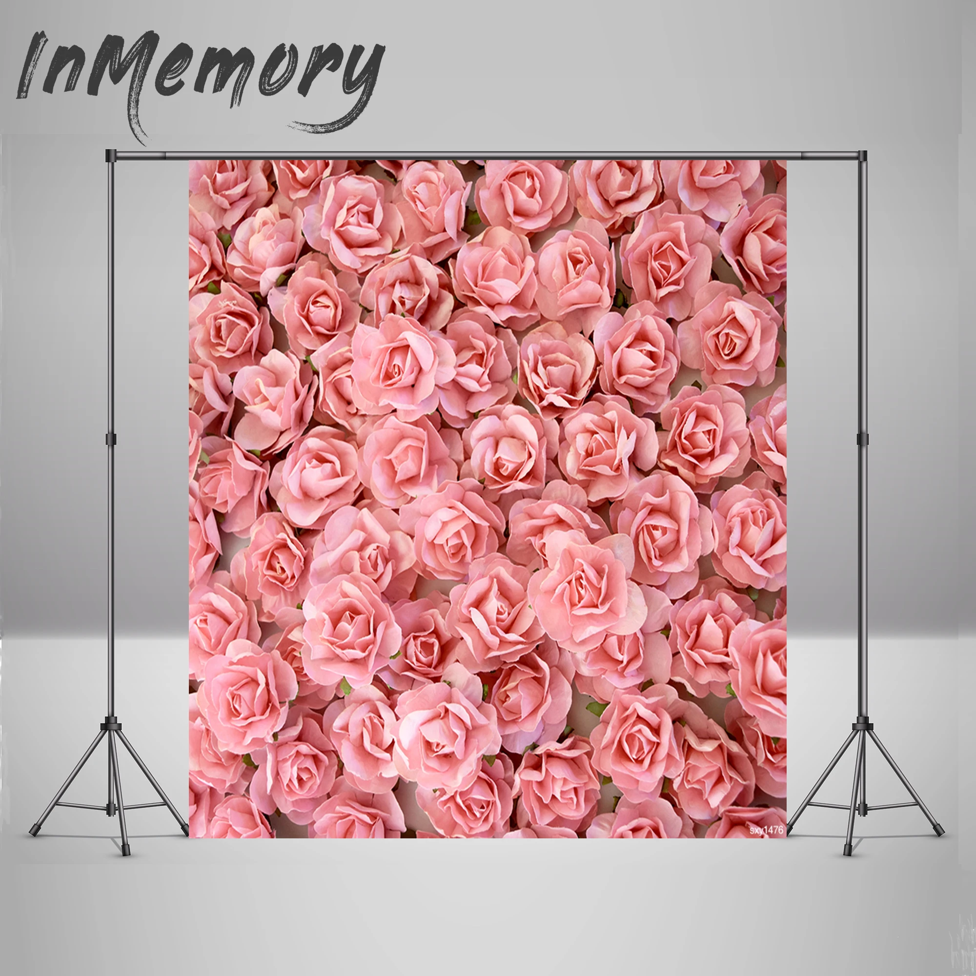 

Vinyl Pink 3D Flower Wedding Banner Ceremony Photo Background Birthday Party Studio Photography Backdrops