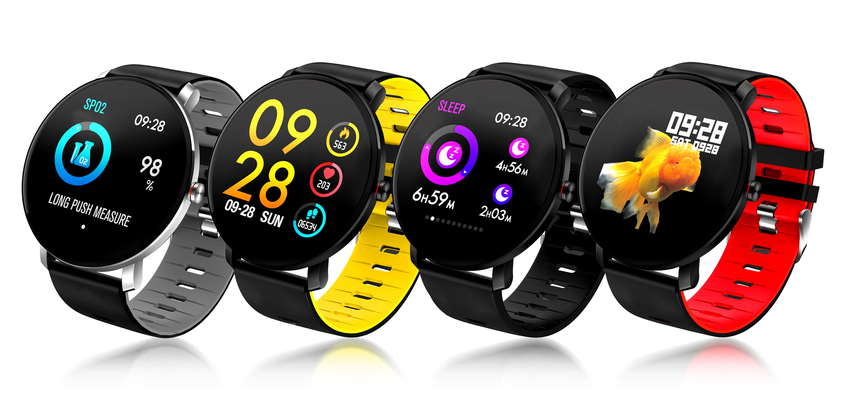 

BINSSAW Full Touch Screen IP68 Waterproof Multi-function Sports Smart Bracelet Heart Rate Tracker Blood Pressure Smartwatch