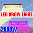 Фитолампа полного спектра, светодиодная лампа для роста растений, 2000 Вт, 220 В, светодиодная лампа для выращивания растений, 110 В