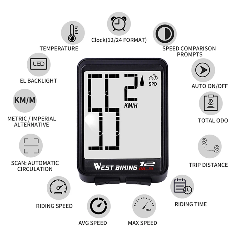 

Mountain Road Bicycle Wireless Large Screen Waterproof Luminous Velocimeter Speedometer Odometer For Bike for Bicycle