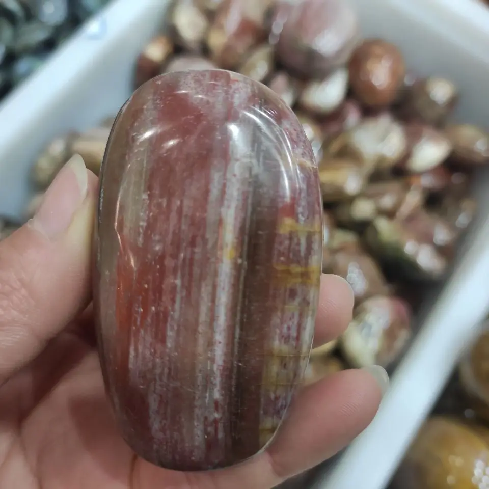 1pcs 70-90g  Natural Polished Woodstone Fossils Crystal Xylopal Palm healing Stone images - 6