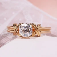 new european and american fashion gold color ring interwoven pattern zircon diamond ring female jewelry modern lady jewelry gift