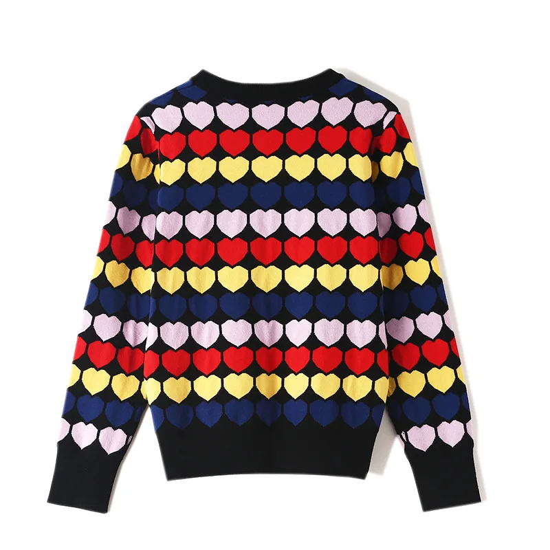 Color Peach Heart Pullover Sweater Women Round Collar Long Sleeve Jumper Female Sweaters Knitwear Womens Clothing | Женская одежда