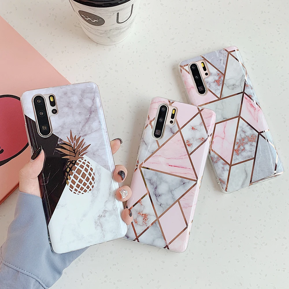 Чехол для телефона LOVECOM с геометрическим покрытием и изображением фруктов Huawei P20