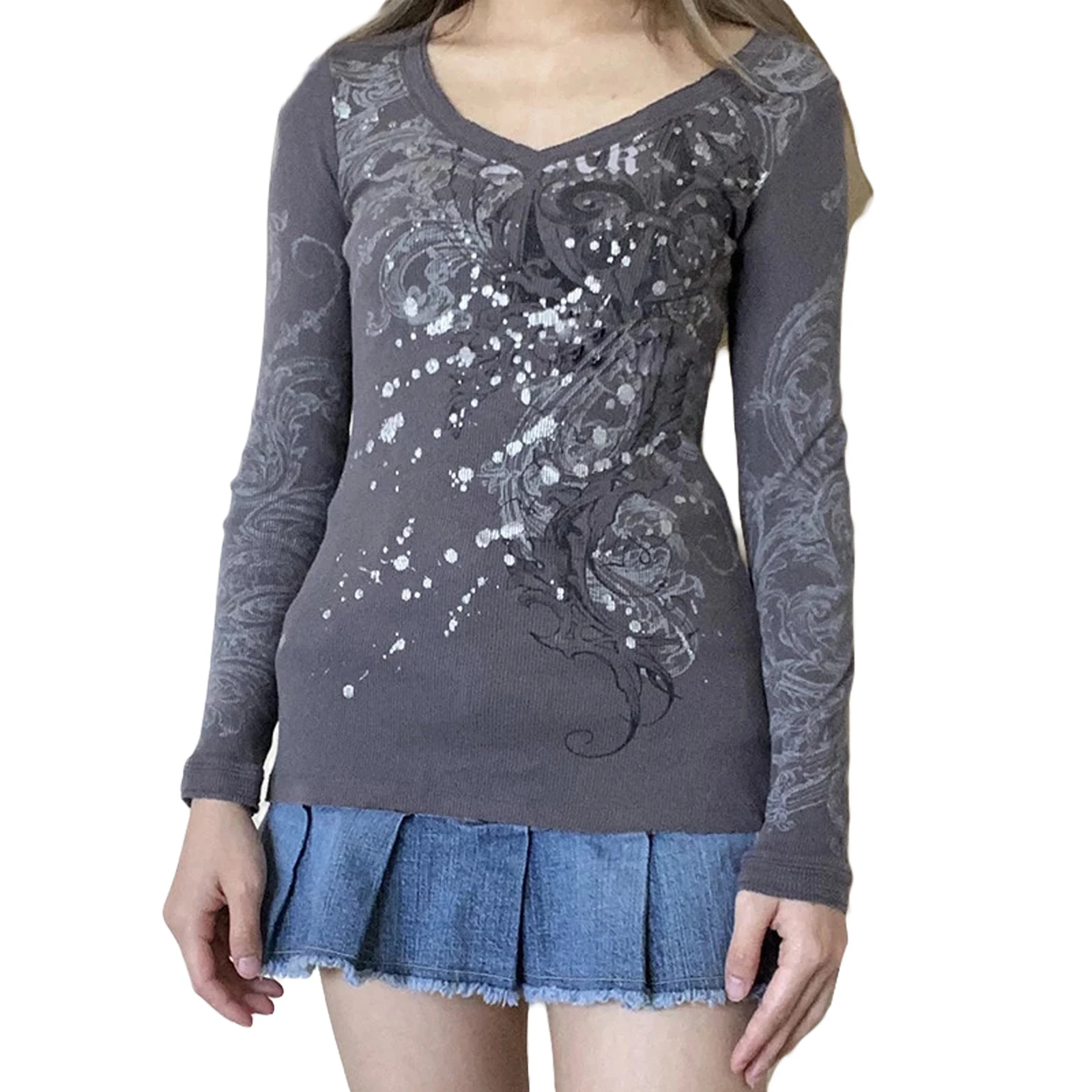 

IMCUTE винтажный графический принт Y2K гранж Топы Футболка темная Академия Fairycore шикарная одежда ретро Харадзюку готические осенние Рубашки