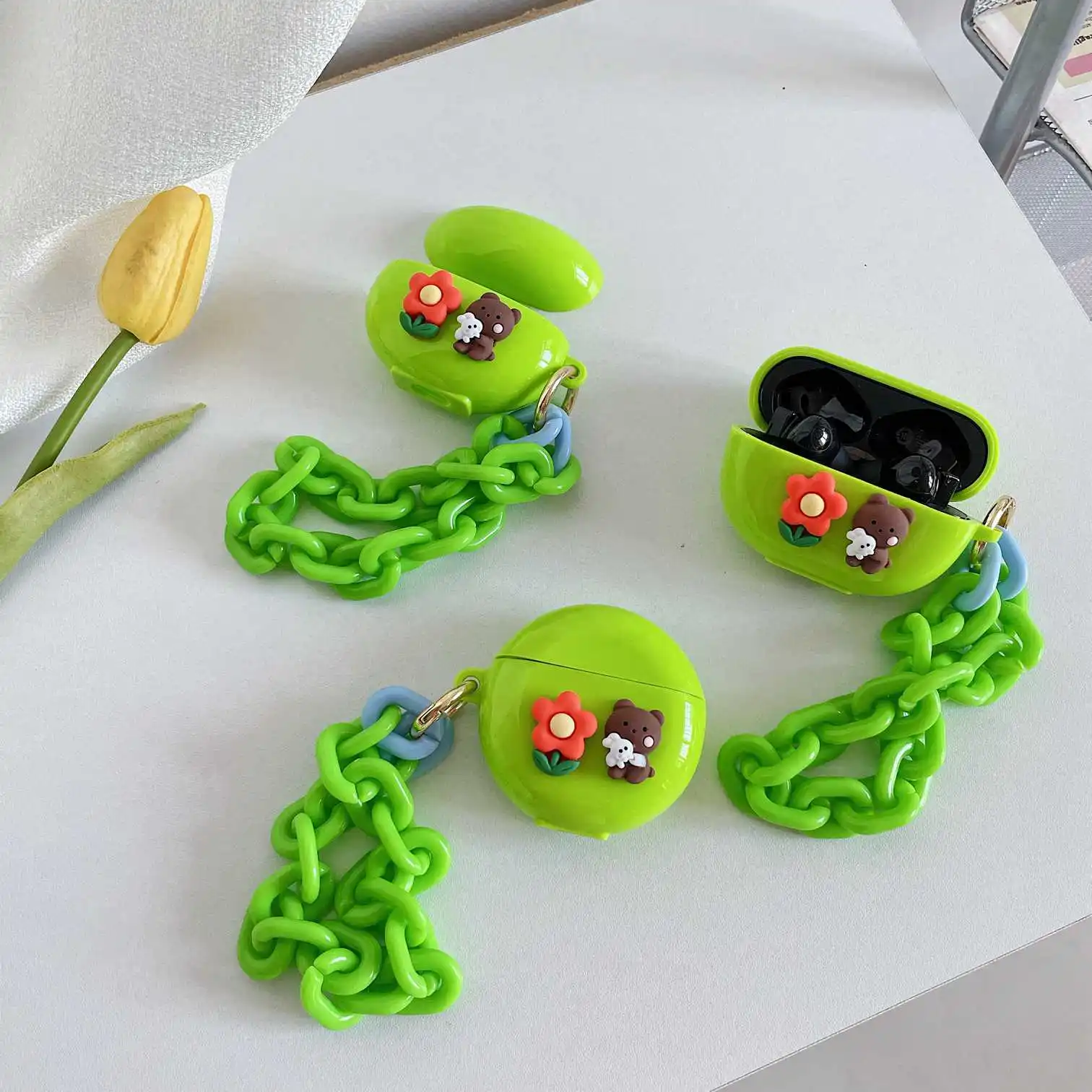

For Huawei Freebuds 3 4i 4 PRO Protection Case Freebuds 4i cover Cute flower cartoon with key Chain Freebuds 3 Earphone Case