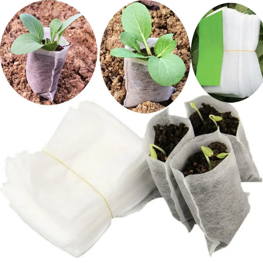 100 шт./лот биоразлагаемые мешки для рассады семян нетканые горшки цветов