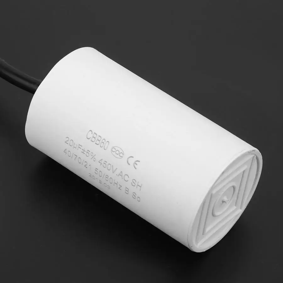

CBB60 Motor Starting Capacitor 450V 20uF Microfarad Capacitor with Wire Lead Motor Running Capacitor