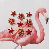 10 pcslot new alloy flower red star rhinestone pearls buttons ornaments jewelry earrings hair diy jewelry accessories handm