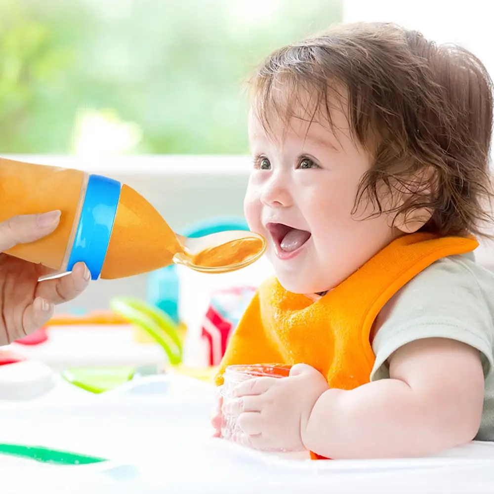

90ml/3oz Baby Silicone Feeding Bottle Newborn Dispensing Spoon Squeeze Feeder Food Nursing Biberon Liquid Solid Power Supply