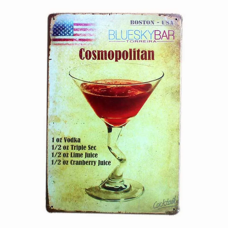 Винная вывеска металлическая пластина винтажный коктейль Mojito плакат для кафе