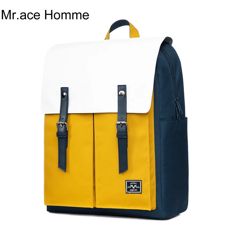 

Желтый рюкзак для ноутбука, женский модный школьный рюкзак для девочки, брендовый дизайн, водонепроницаемая квадратная сумка для колледжа, ...