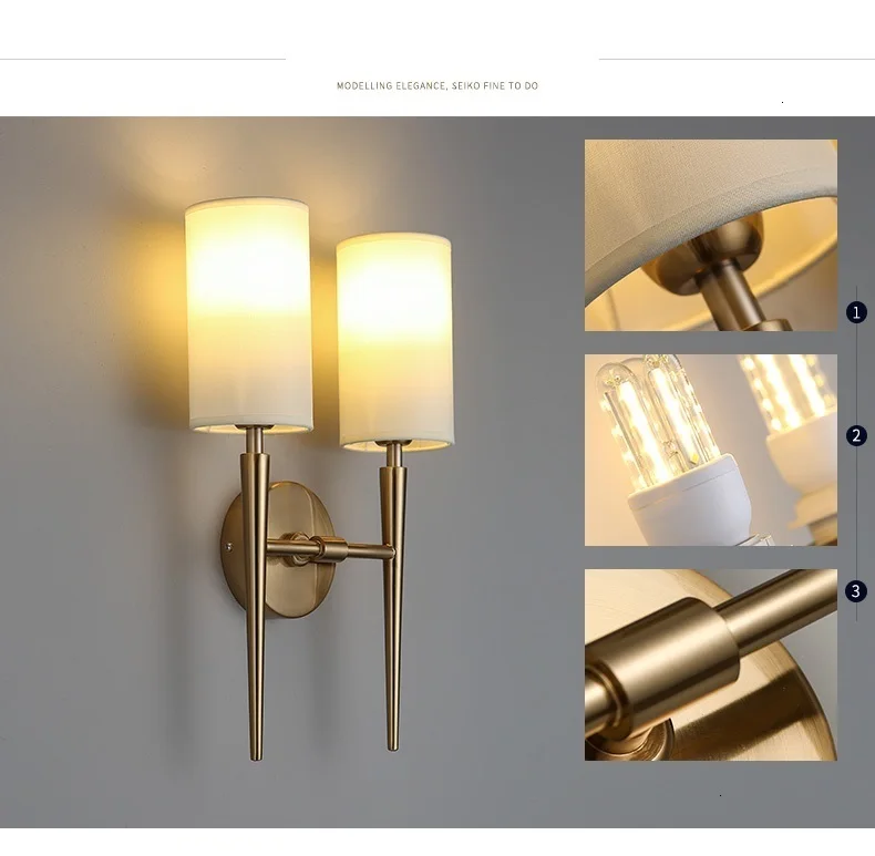Простой современный настенный светильник с золотой основой для отеля спальни