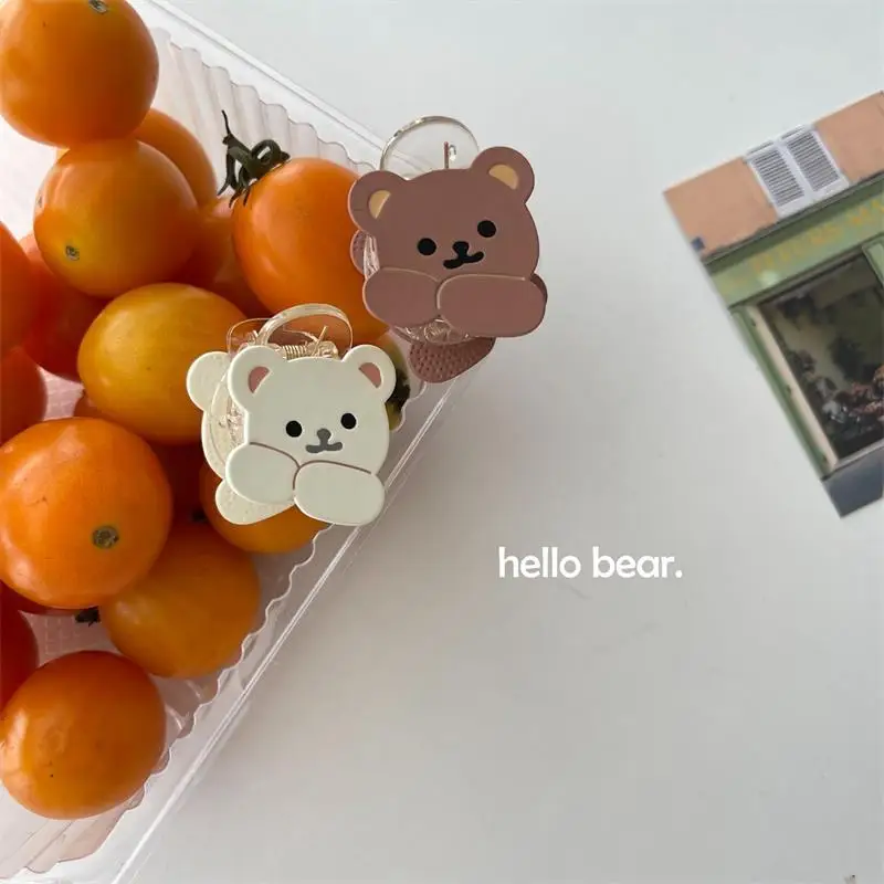 

New Bear Hair Claw Candy Color Hair Clip Kawaii Girl Heart Cartoon Hairpin Korea New Ins Lovely Sweet Hair Accessories for Women