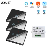 axus tuya wifi smart life touch switch light wireless wall switch glass panel smart home module google home alexa voice control