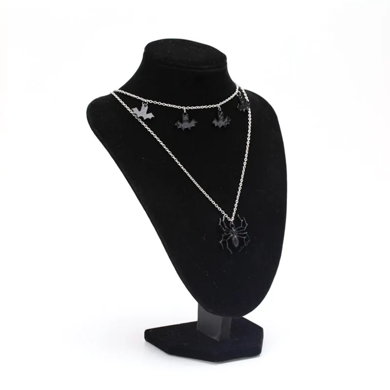 Ожерелье на Хэллоуин жуткая черная подвеска в виде летучей мыши ожерелья для