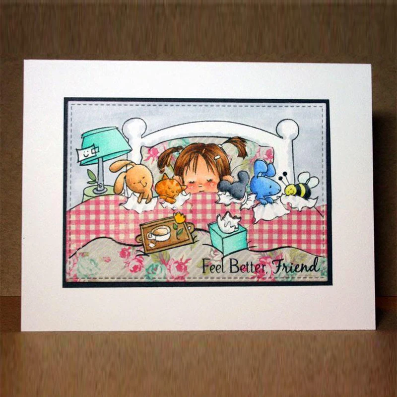 Спящая девушка отправляет вам хорошие пожелания прозрачные штампы для