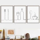 Черно-белая посуда в нордическом современном стиле нож плакаты художественные картины на холсте для гостиной Декор Картина без рамки