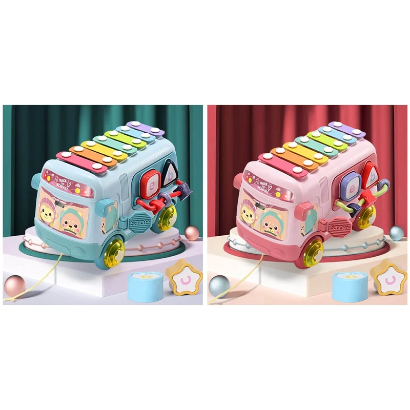 

Children Pat The Drum Baby Knock On The Piano Toy Puzzle Early Education Bus Light Music Christmas Gift