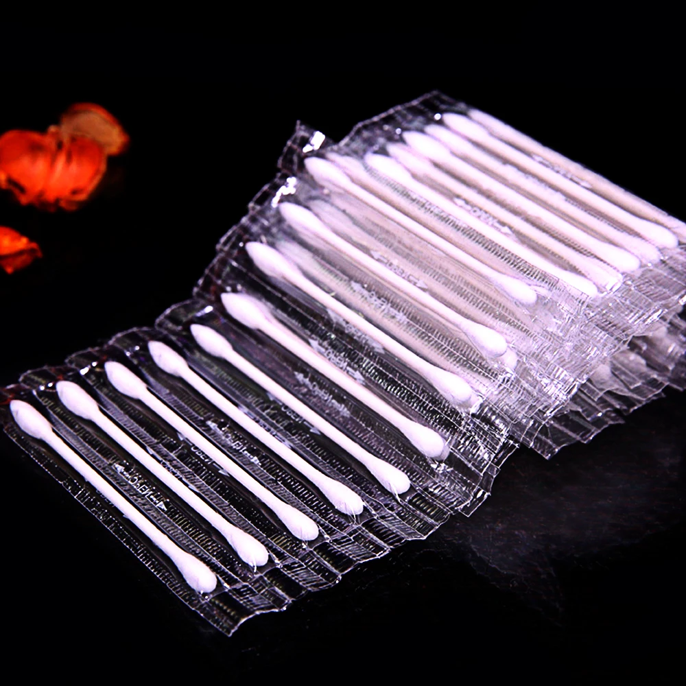 100 шт. одноразовые дорожные ватные палочки для макияжа с двойным наконечником