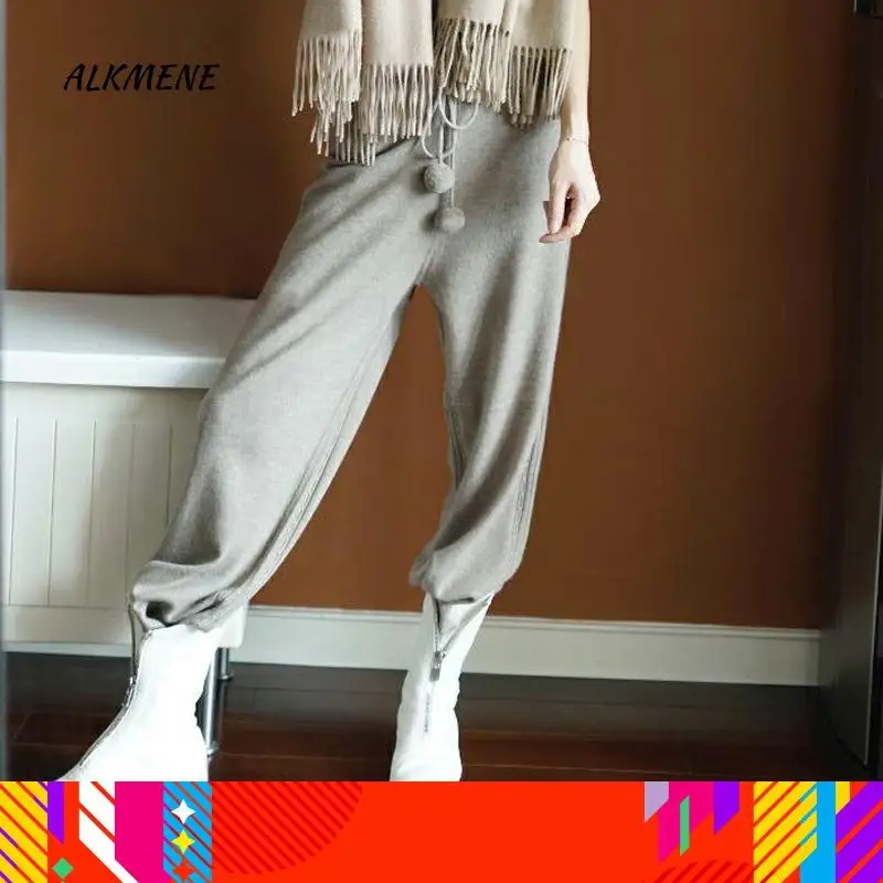 Женский шерстяной костюм с широкими штанинами повседневные свободные плотные