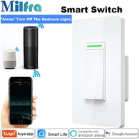 milfra us smart light switch neutral wire required push on button voice phone control wifi switch for alexa tuya smart life app