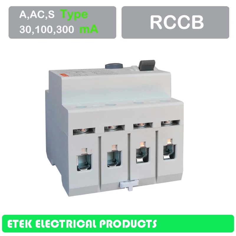 RCCB EKL1-63 4P 30MA 100MA 300MA типа 400/415V~ 50 Гц/60 Гц остаточный ток выключателя 16A 25A 32A 40A 50A 63A 80A