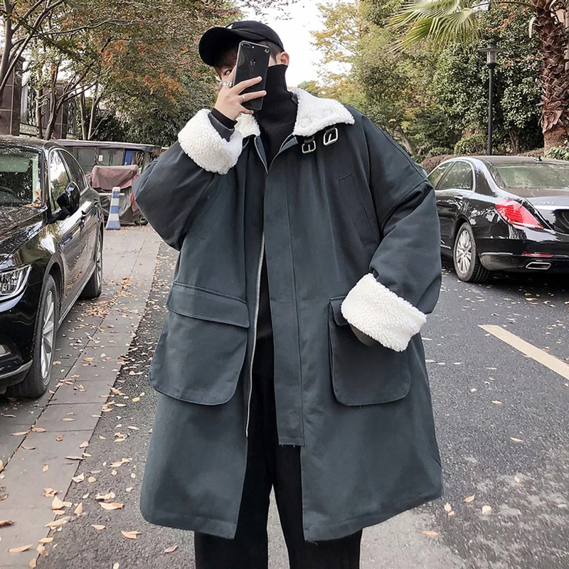 

Парка мужская зимняя, с отложным воротником, синяя, зеленая, теплая, кашемировая