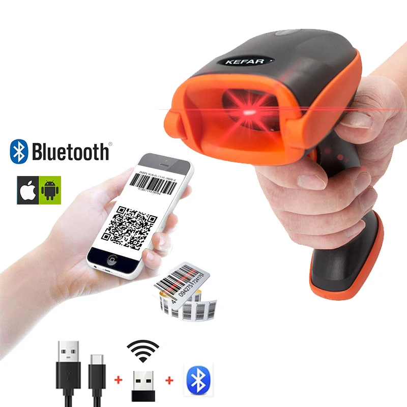 Автоматический 2D беспроводной сканер QR штрих-кода KEFAR PDF417 2 4G USB считыватель