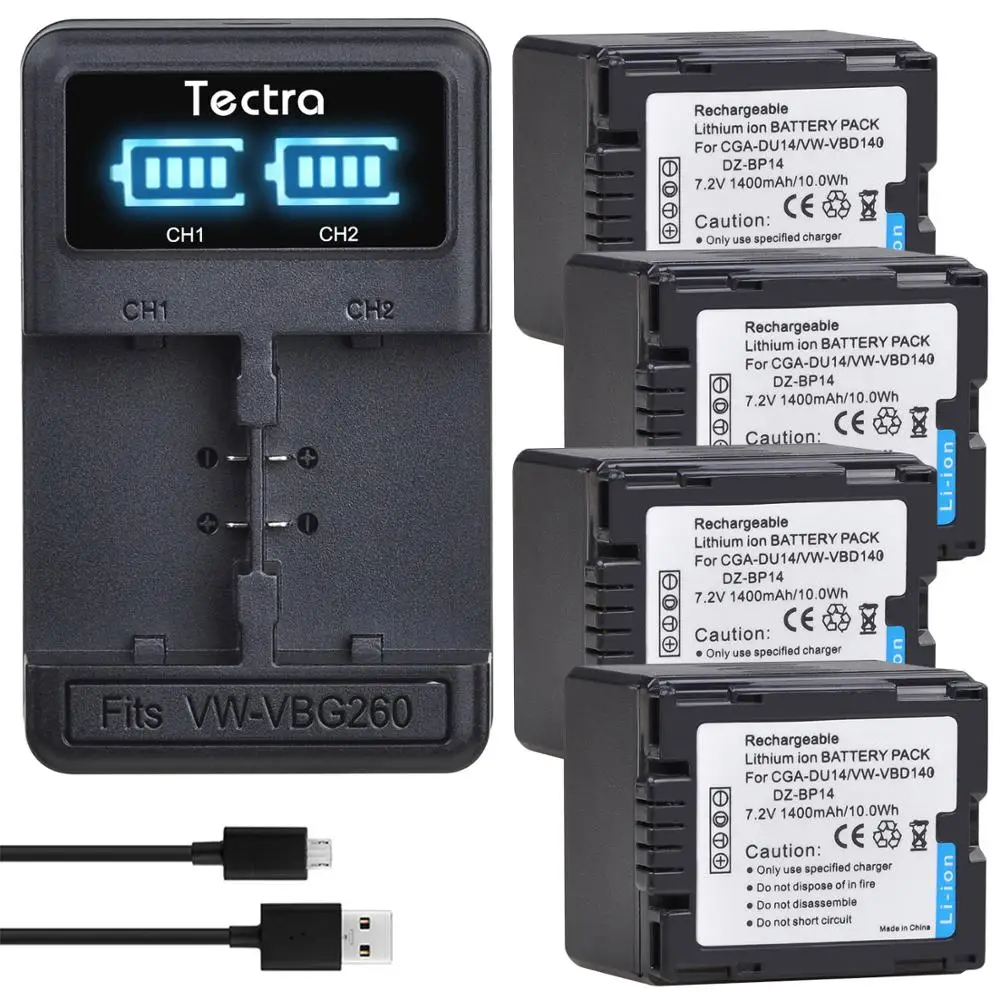 4 шт. 1400 мАч CGA-DU14 батарея для PANASONIC CGR-DU06 DU07 DU12 DU21 NV-GS10 GS100K GS17E PV-GS65 VW-VBD140 +