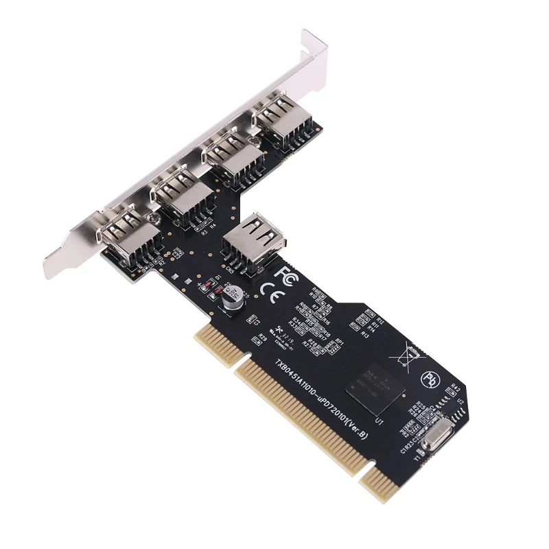 

5 Ports USB 2.0 PCI Hub Controller Expansion Card 480Mbps Desktop Converter NEC720101 Chipset Retailsale
