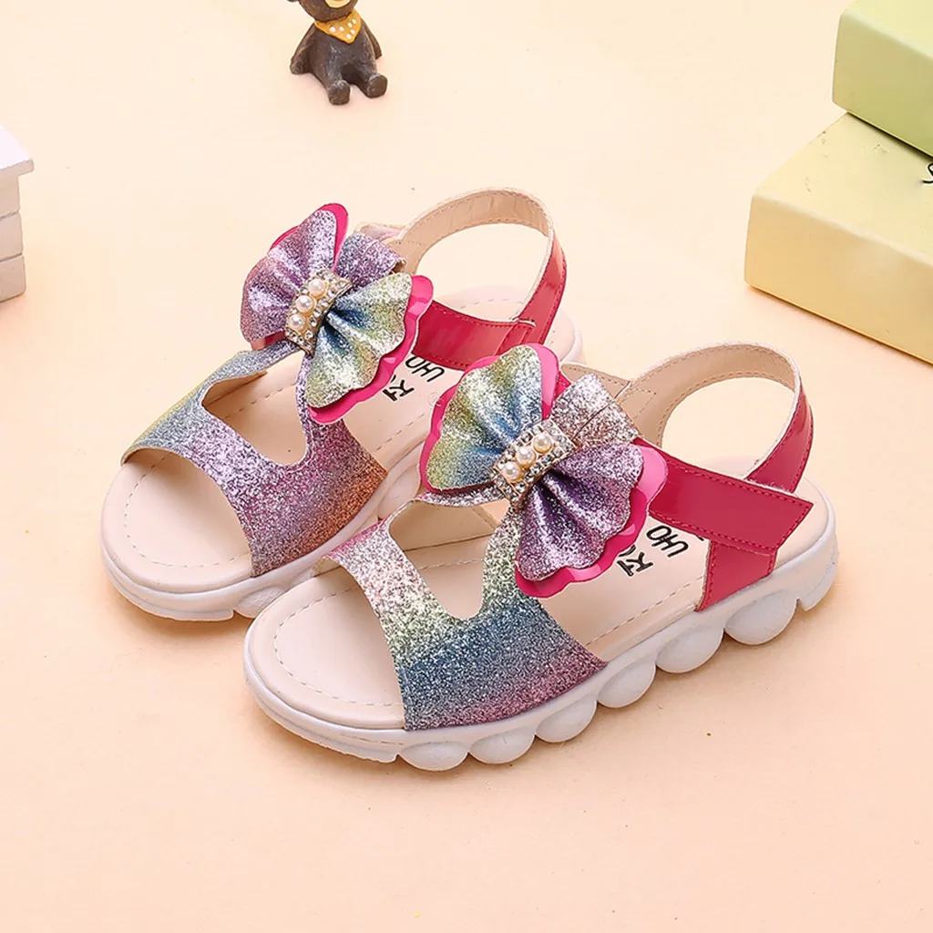 

Summer Children Infant Kids Baby Girls Bling Bow Princess Hollow Sandals Shoes Hollow Kids Sandals 2020 Sandalias