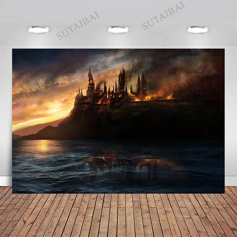 

Castle Photo Background Sea Fire School Happy Birthday Baby Child Photography Backdrops Vinyl Photocall Photophone Props