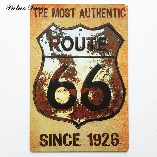 

Самый аутентичный Route 66 с 1926 фототабличка Ретро металлический жестяной знак для отеля бара кафе дома паба домашний декор