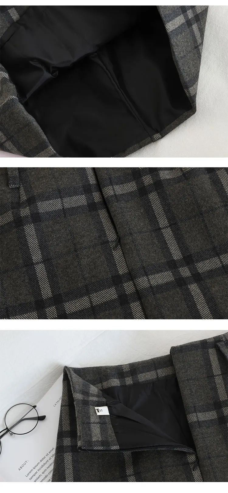HELIAR Preppy Plaid Woolen Shorts With Pocket Women Sashes Shorts Wide Leg Outwear Shorts Fall Winter Street Shorts Women