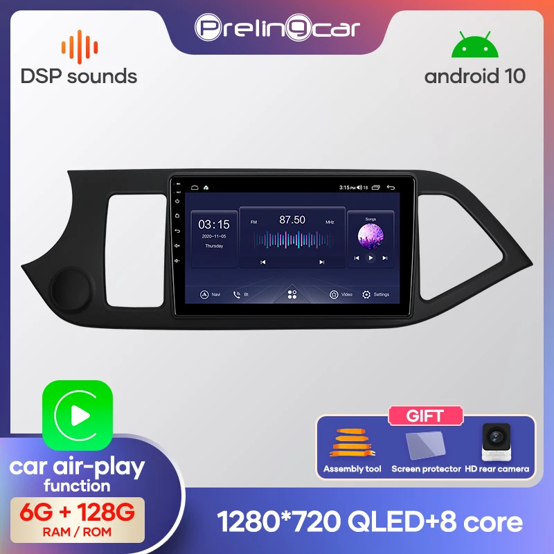 Prelingcar для kia Morning 2012 13 14 15 16 авто Android 10 0 автомобильный монитор Радио