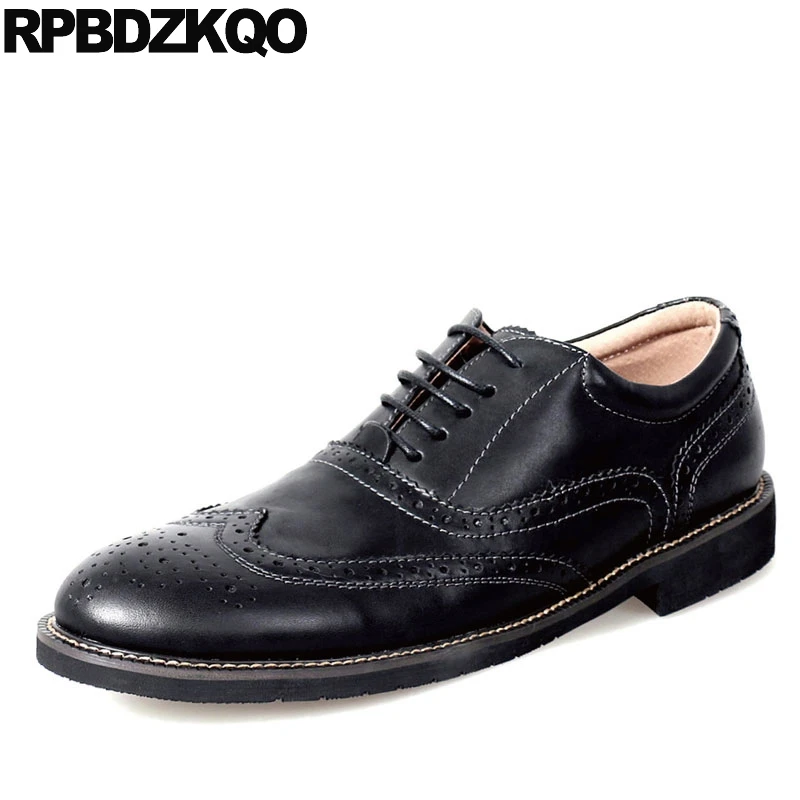 Деловые итальянские Мужские броги Wingtip черные роскошные Дизайнерские