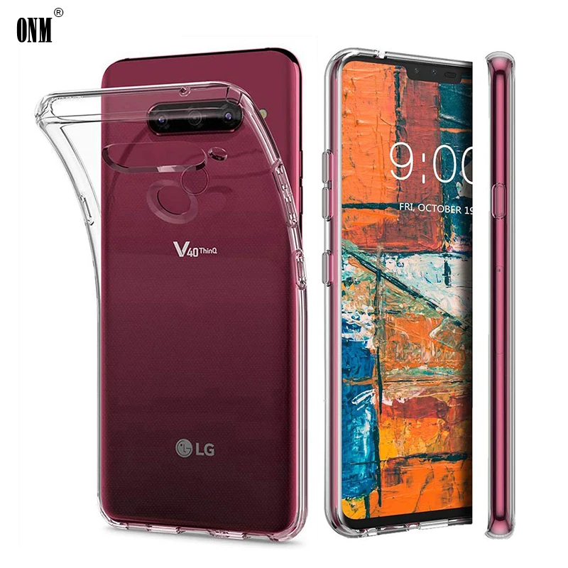 Чехол для LG V40 ThinQ / V35 прочный силиконовый прозрачный бампер из ТПУ мягкий чехол V10
