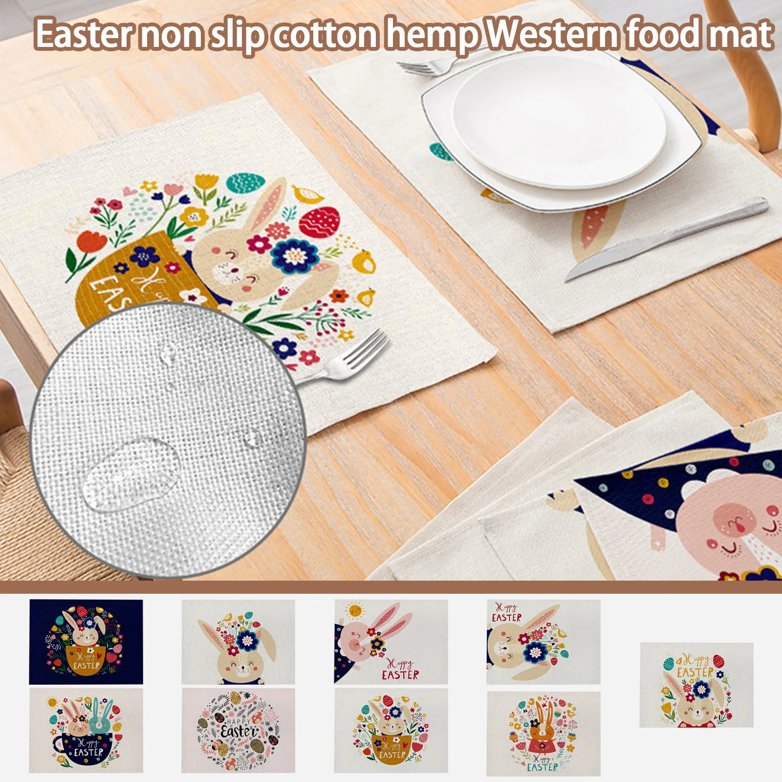 

1Pcs Cute Cat Flower Pattern Placemat Dining Table Mats Cotton Linen Drink Coaster Western Pad Cup Mat 42*32cm Home Decor
