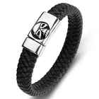 Многоцветные модные плетеные кожаные браслеты, Мужские Винтажные Ювелирные изделия со скелетом, браслет из нержавеющей стали с черепом, мужской бриллиант P095
