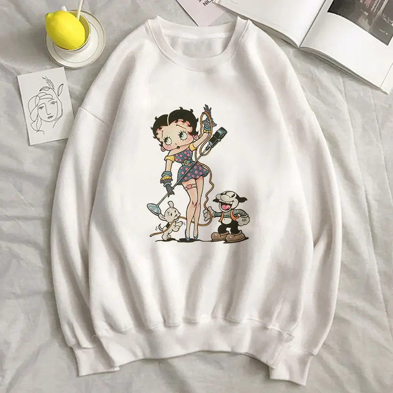 

2020 Women Sweatshirt Hoodies Harajuku Betty BOOP Printing Casual Pullover Cute Aesthetic Oversized Zip Up Hoodie O-neck Clothes