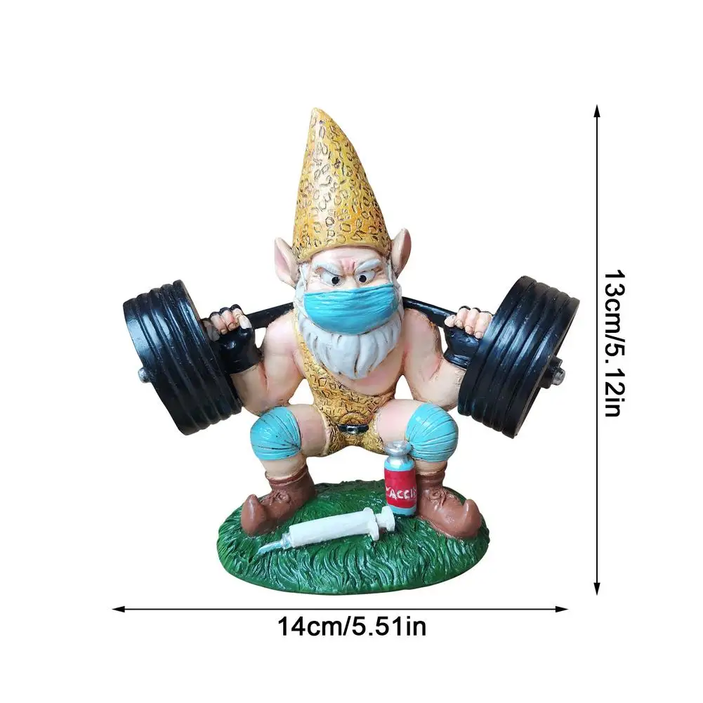 White Beard Weightlifting Fitness Antivirus Dwarf Crafts Desktop Miniature Ornaments Resin Sculpture Garden Home Decor | Дом и сад