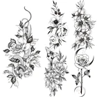 3D змея Цветок временная татуировка для женщин черный пион поддельные татуировки наклейка рисунок ветка лилии водостойкая татуировка для тела руки назад