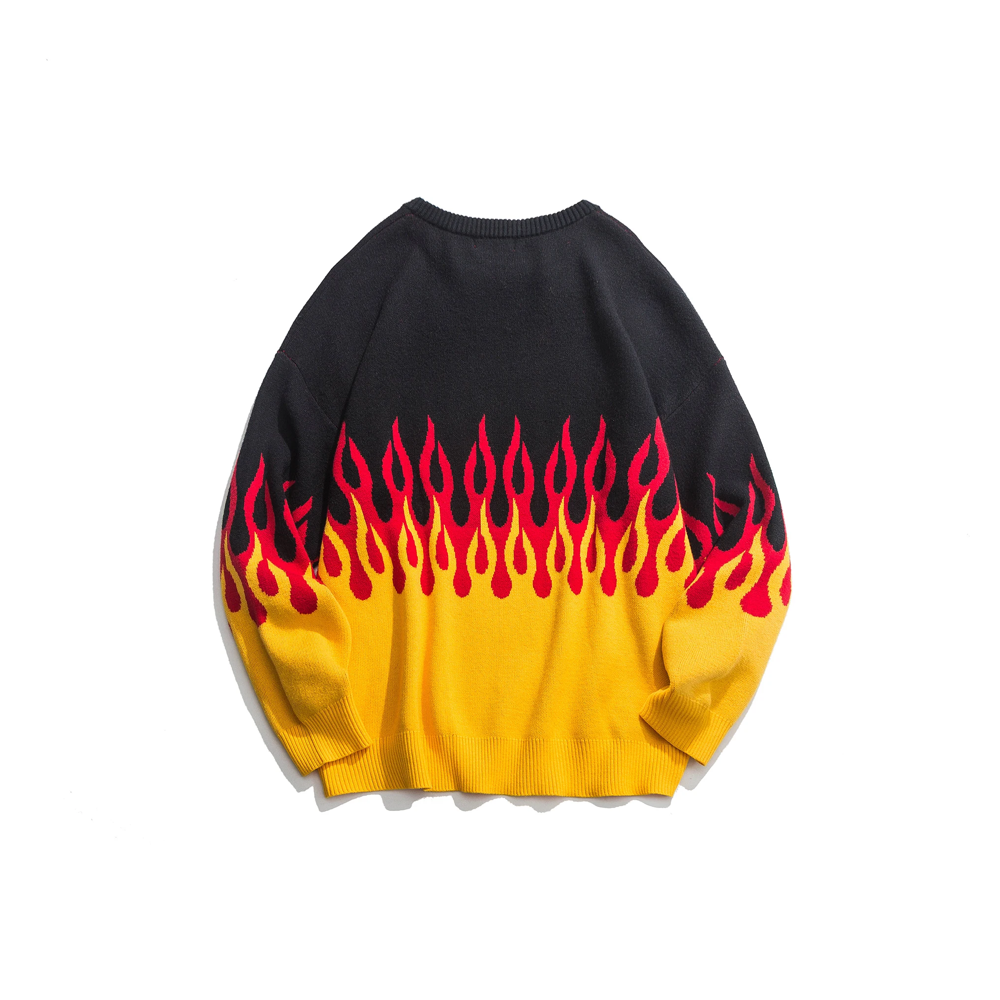 Хип Хоп Уличная Мужская пожарная свитер винтажные крутые топы наряды пламя