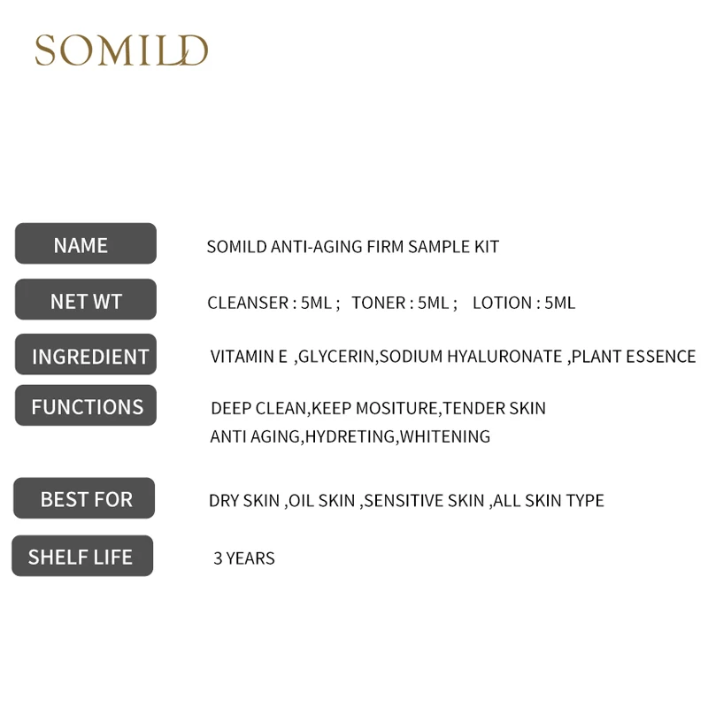 SOMILD набор для ухода за кожей против старения дорожный костюм Витамин Е лосьон