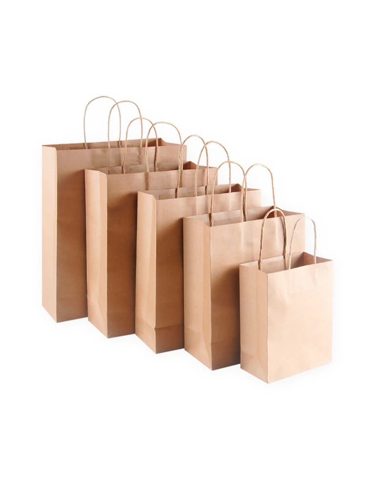 

Customized Brown Paper Bags with Handles Durable Sturdy Kraft Bags Shopping Merchandise Homemade Decoration Paper Bags Present