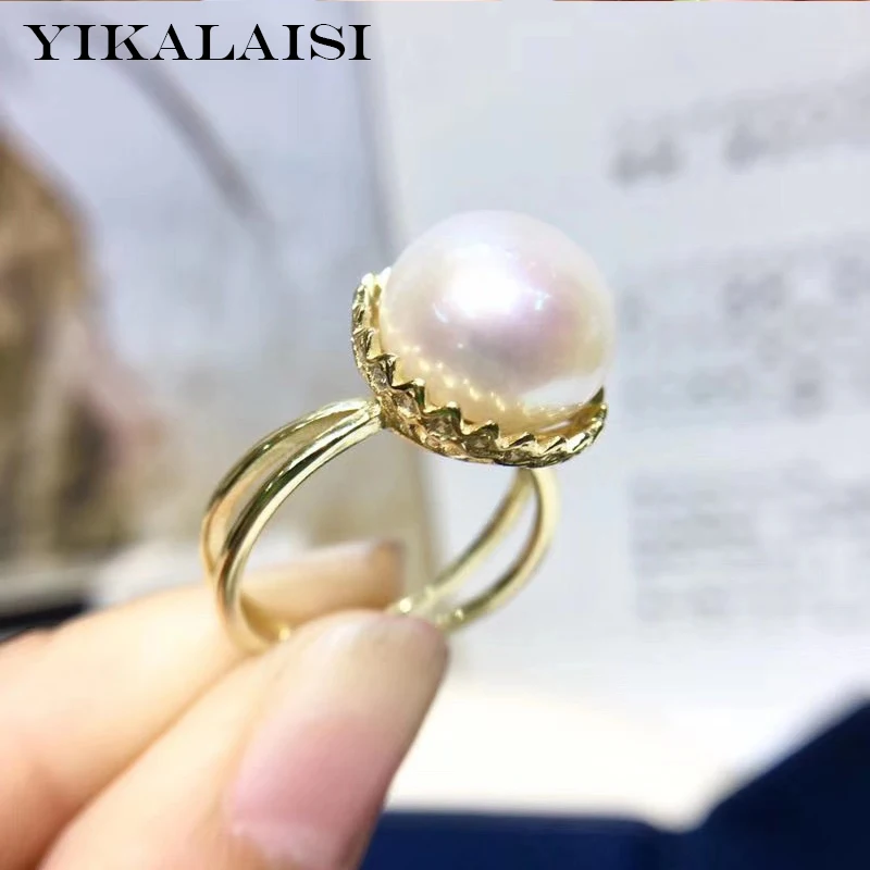 

YIKALAISI 925 Sterling Silver Jewelry Pearl Rings 2019 Fine Natural Pearl jewelry 12-13 Rings For Women wholesale