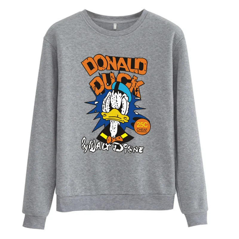 Disney Cartoon Angry Donald Duck Funny Vintage Sweatshirt Women Autumn Winter 2021 Long Sleeve Fleece Thick Vrouwen Sweetshirts