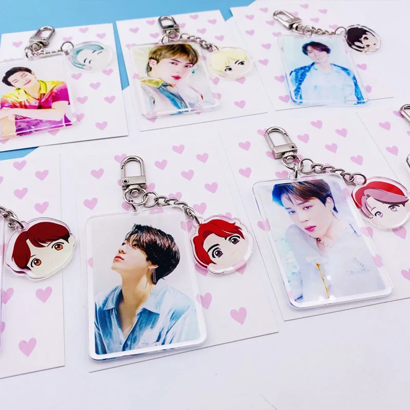 

1 Pcs Kpop Bangtan Boys Acrylic Keychain Cartoon Pendant Accessories JIMIN V JIN JK SUGA J-HOPE RM Keyring Jewelry Gift Decor