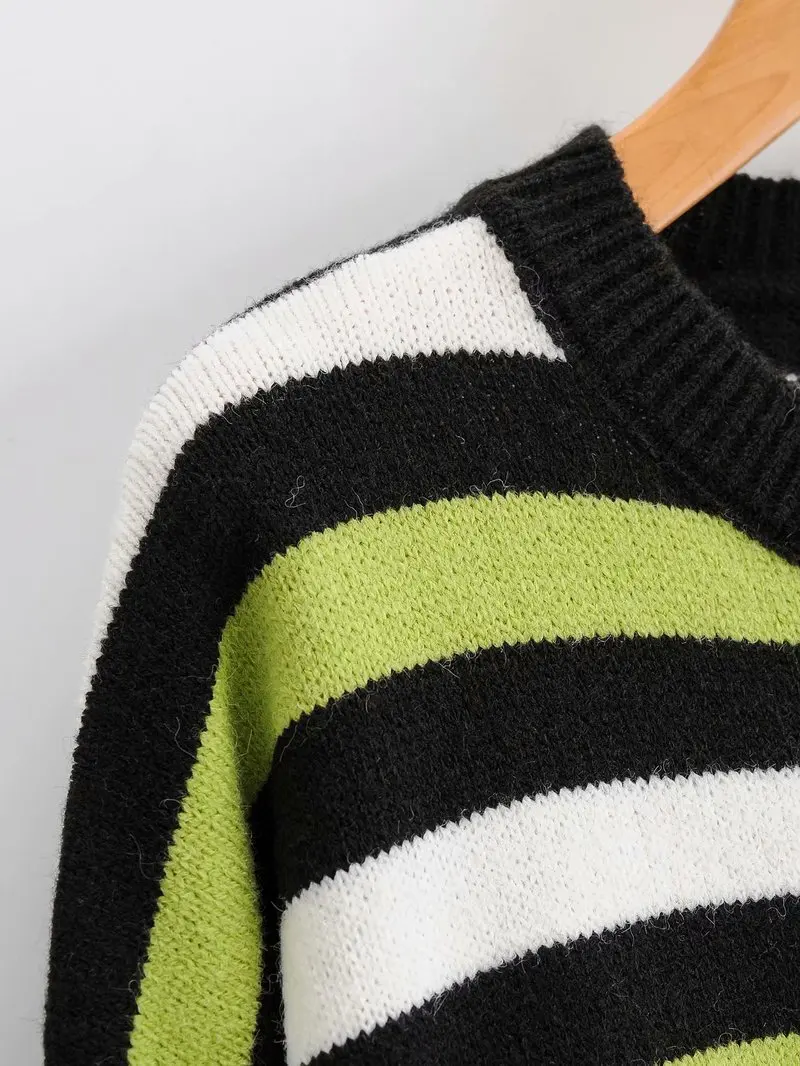 Женское Полосатое платье-свитер унисекс осенне-зимний вязаный теплый джемпер